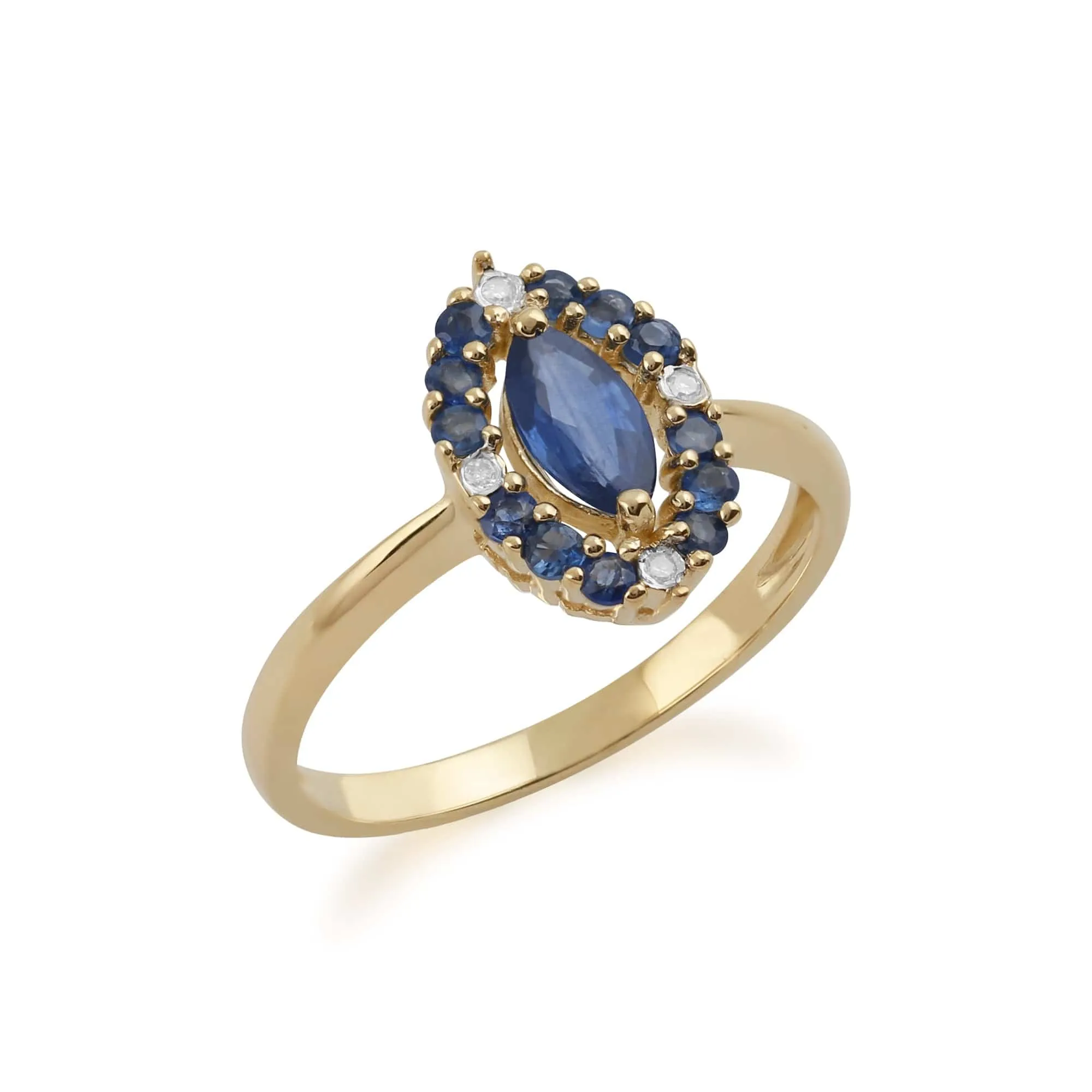 9ct Yellow Gold 0.63ct Natural Blue Sapphire & 1.6pt Diamond Cluster Ring sold by Gemondo Jewellery product image thumbnail 2
