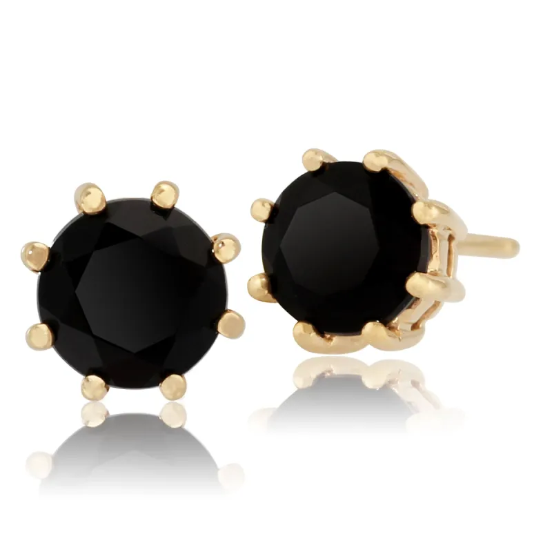 Classic Round Single  Black Onyx Stud Earrings in 9ct Yellow Gold sold by Gemondo Jewellery