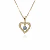 Classic Round Aquamarine Single Stone Heart Stud Earrings & Necklace Set in 9ct Yellow Gold sold by Gemondo Jewellery