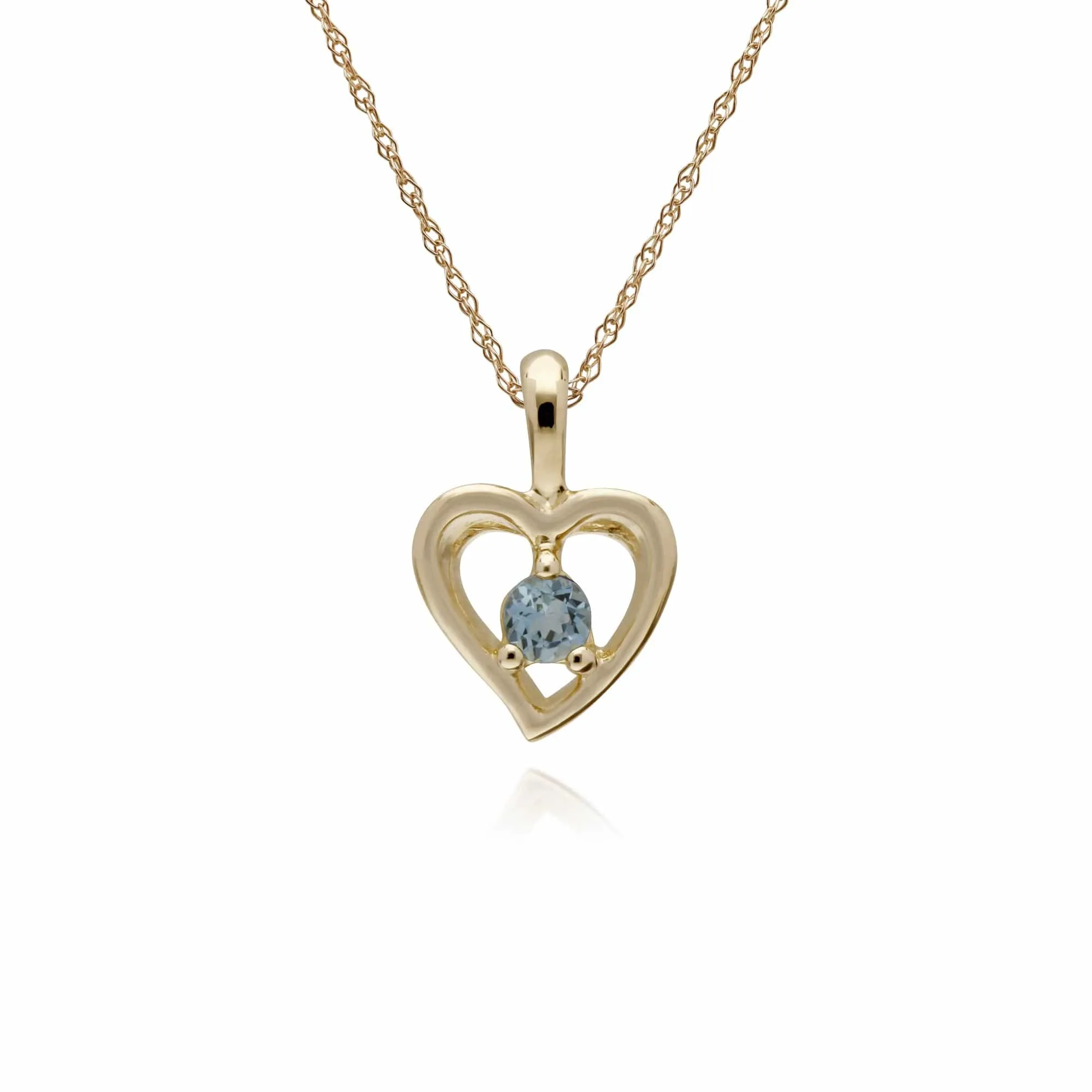 Classic Round Aquamarine Single Stone Heart Stud Earrings & Necklace Set in 9ct Yellow Gold sold by Gemondo Jewellery product image thumbnail 3