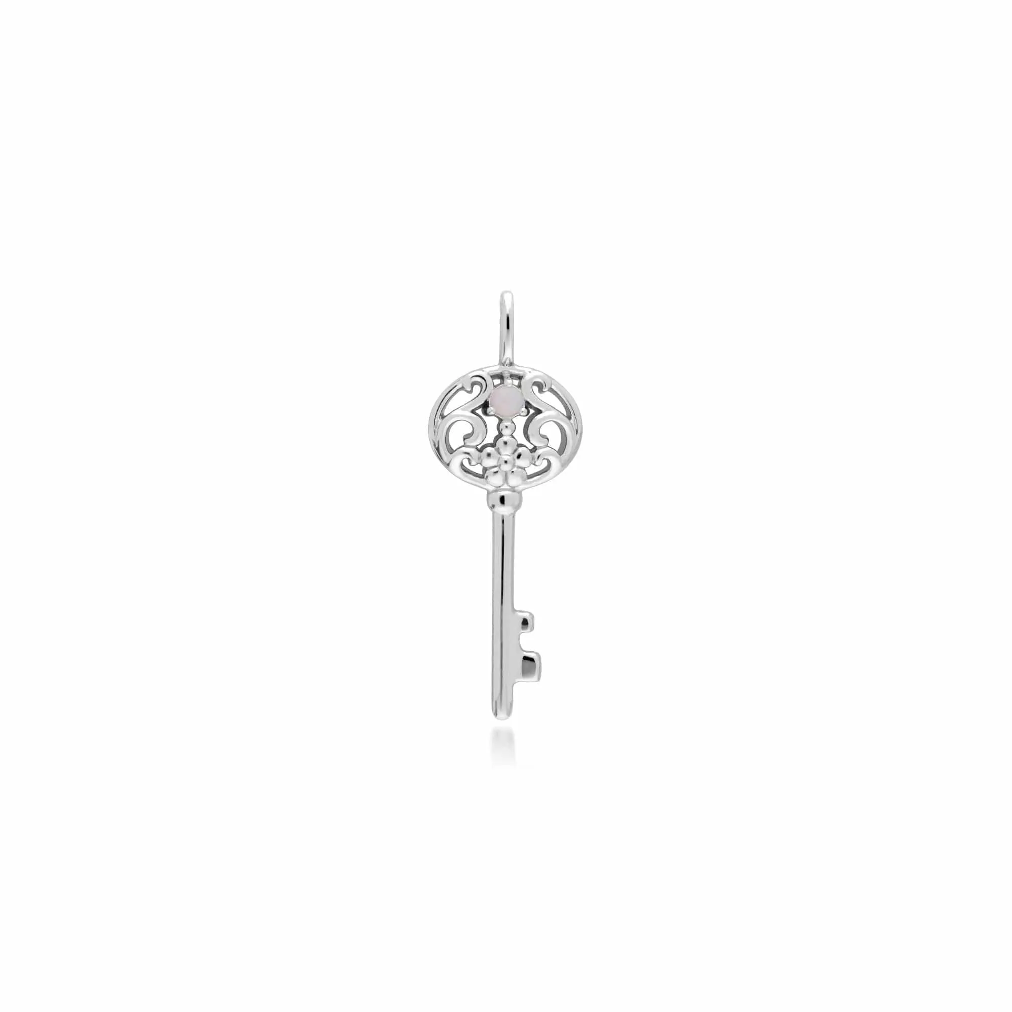 Classic Heart Lock Pendant & Opal Big Key Charm in 925 Sterling Silver sold by Gemondo Jewellery product image thumbnail 2