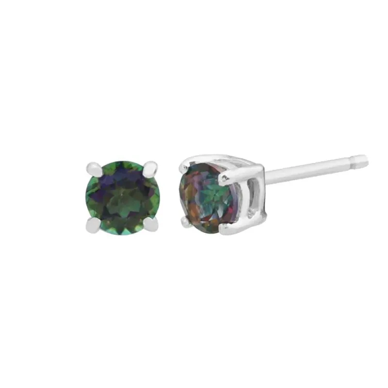 Classic Round Mystic Topaz Claw Set Stud Earrings in 9ct White Gold sold by Gemondo Jewellery