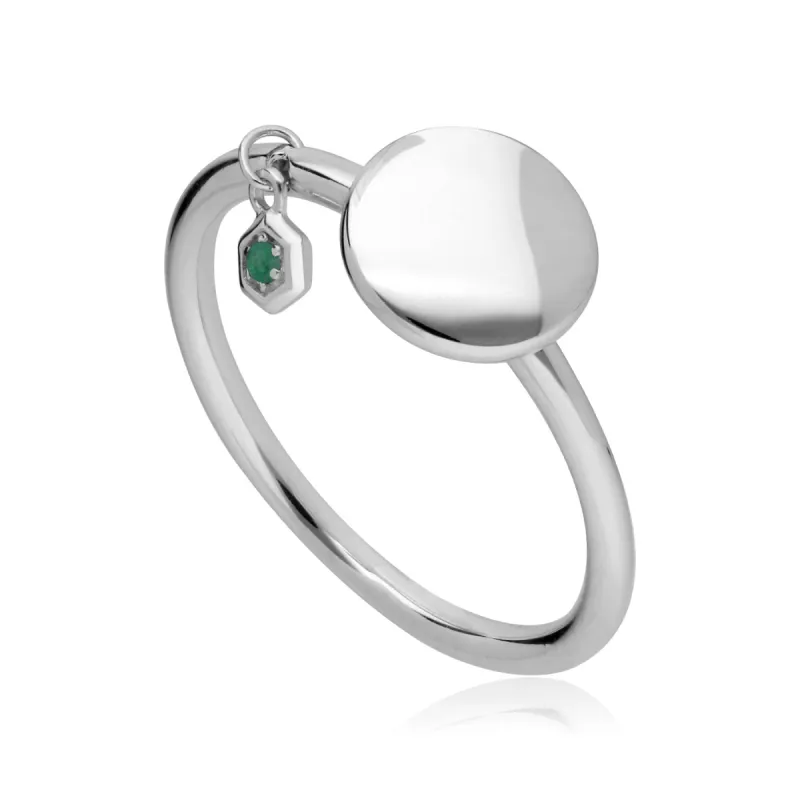 Emerald Engravable Ring in Sterling Silver sold by Gemondo Jewellery