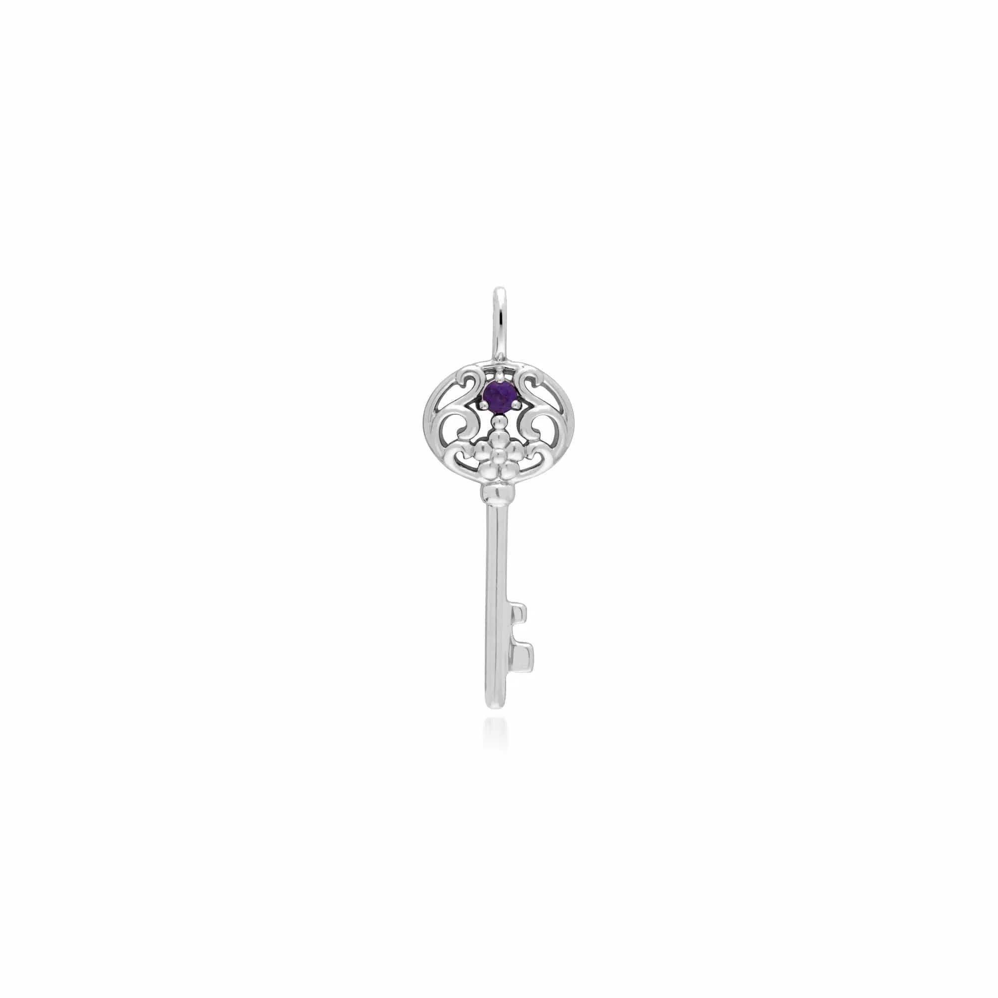 Gemondo Sterling Silver Amethyst Big Key Charm sold by Gemondo Jewellery