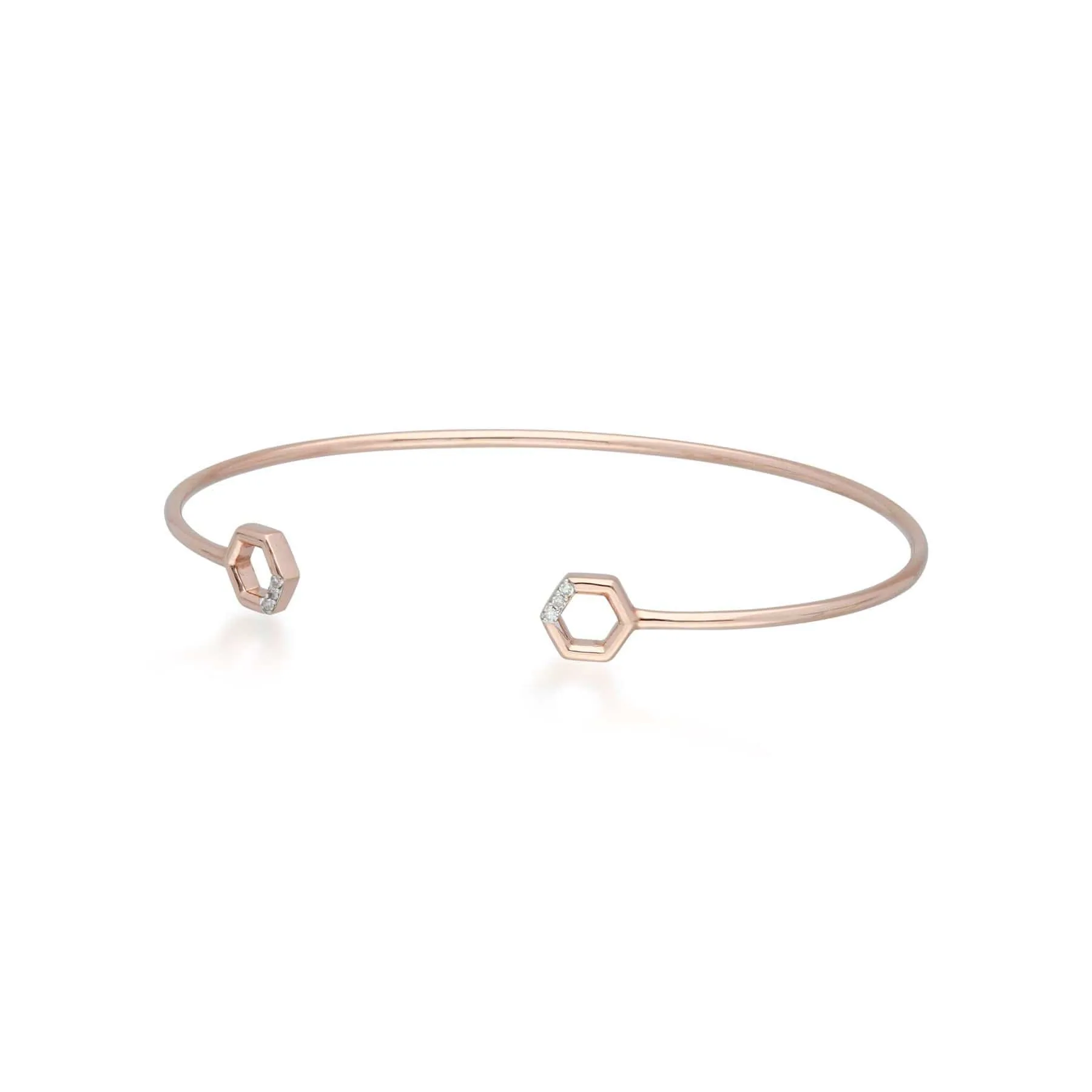 Diamond Pavé Hexagon Open Bangle in 9ct Rose Gold sold by Gemondo Jewellery product image thumbnail 4