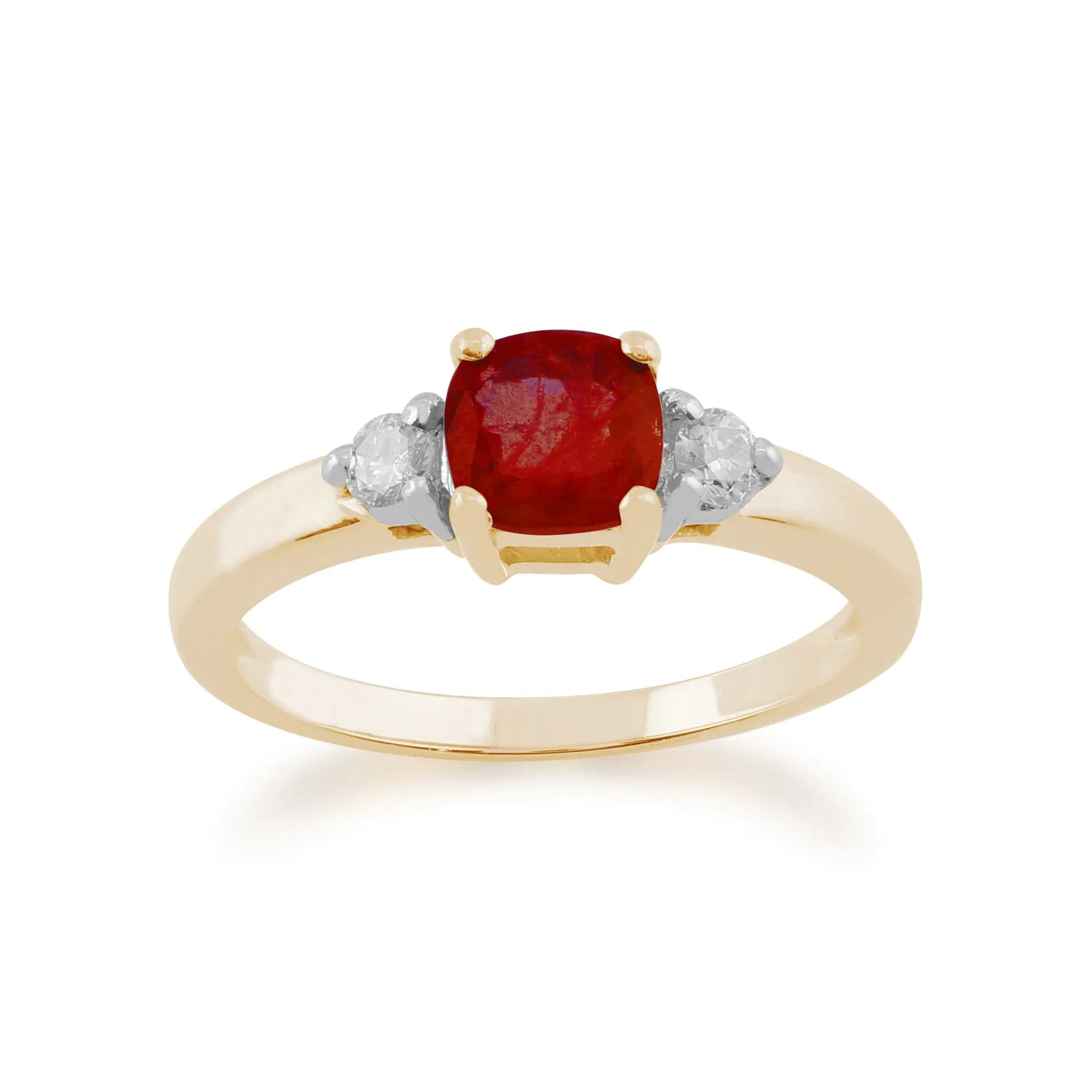 9ct Yellow Gold 0.80ct Natural Ruby & Diamond Single Stone Ring sold by Gemondo Jewellery