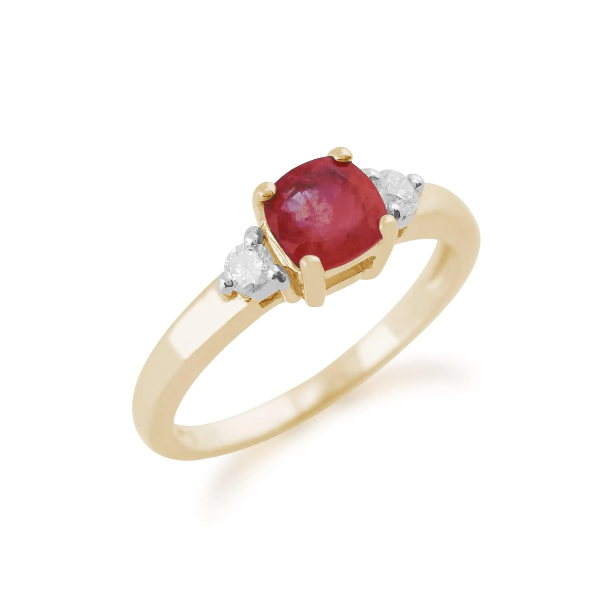 9ct Yellow Gold 0.80ct Natural Ruby & Diamond Single Stone Ring sold by Gemondo Jewellery product image thumbnail 2