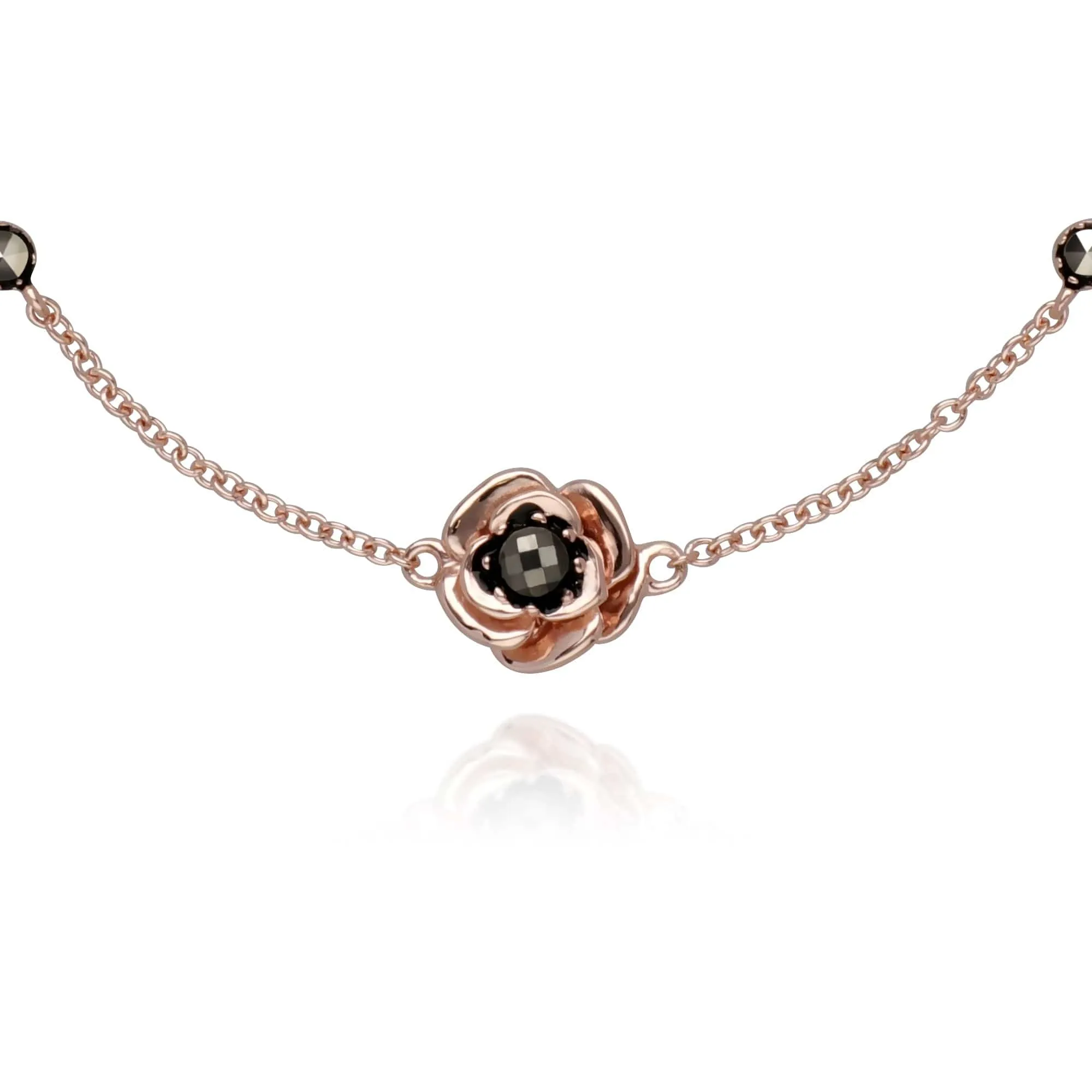 Rose Gold Plated Marcasite Flower Ring & Bracelet Set in 925 Sterling Silver sold by Gemondo Jewellery product image thumbnail 2