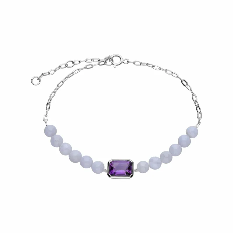 ECFEW™ Unifier Amethyst & Blue Lace Agate Bracelet In Sterling Silver sold by Gemondo Jewellery