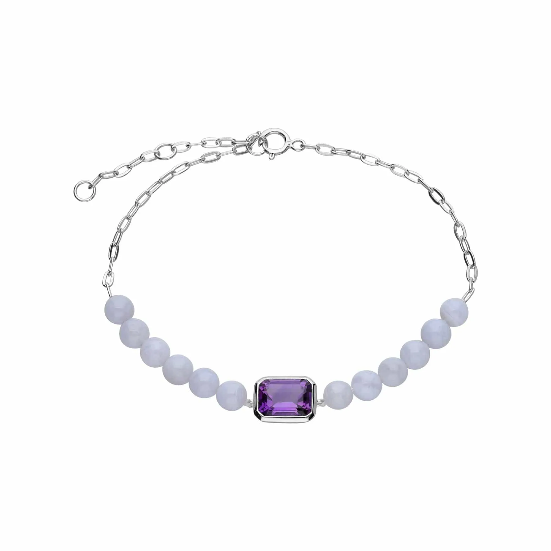 ECFEW™ Unifier Amethyst & Blue Lace Agate Bracelet In Sterling Silver sold by Gemondo Jewellery