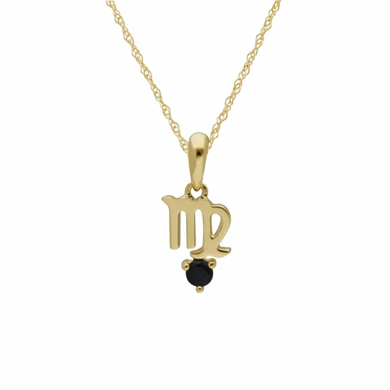 Sapphire Virgo Zodiac Charm Necklace in 9ct Yellow Gold sold by Gemondo Jewellery