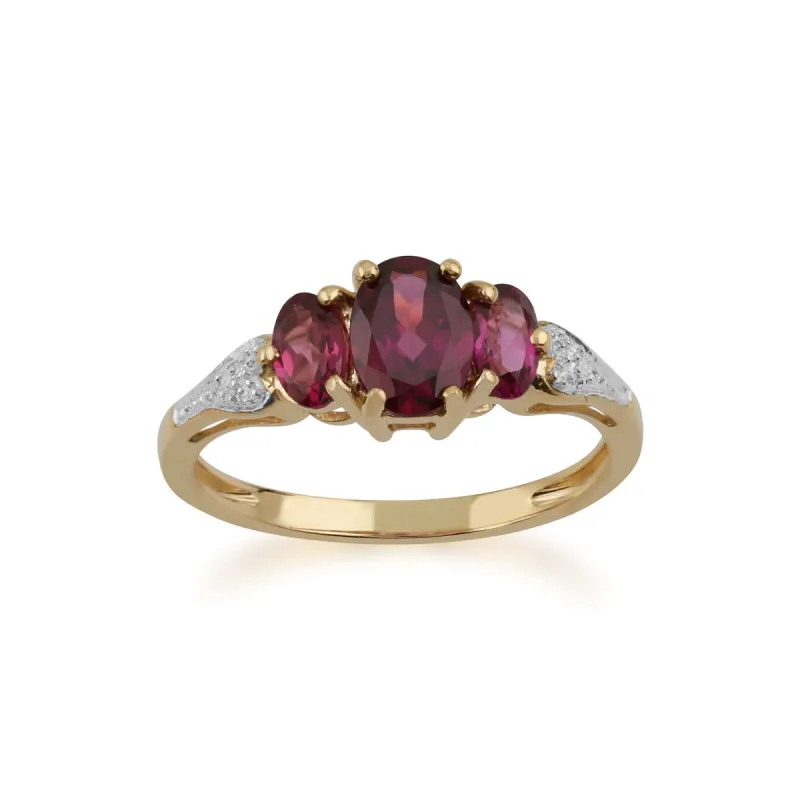 Gemondo 9ct Yellow Gold 1.60ct Rhodolite Garnet & Diamond Ring sold by Gemondo Jewellery