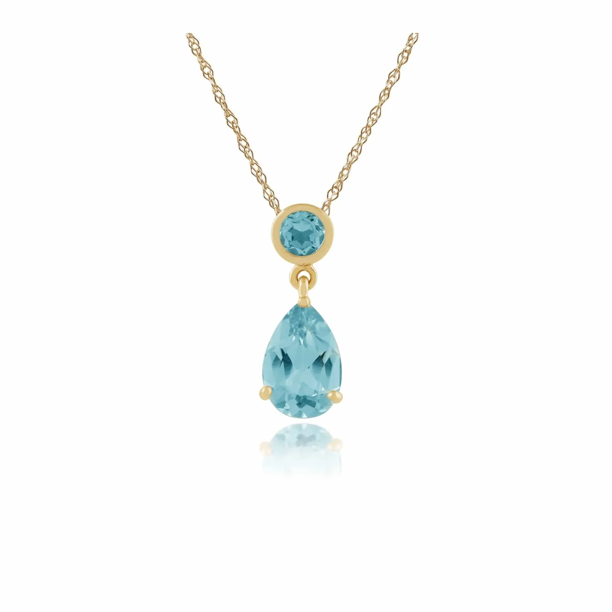 Classic Pear Blue Topaz Pendant in 9ct Yellow Gold sold by Gemondo Jewellery