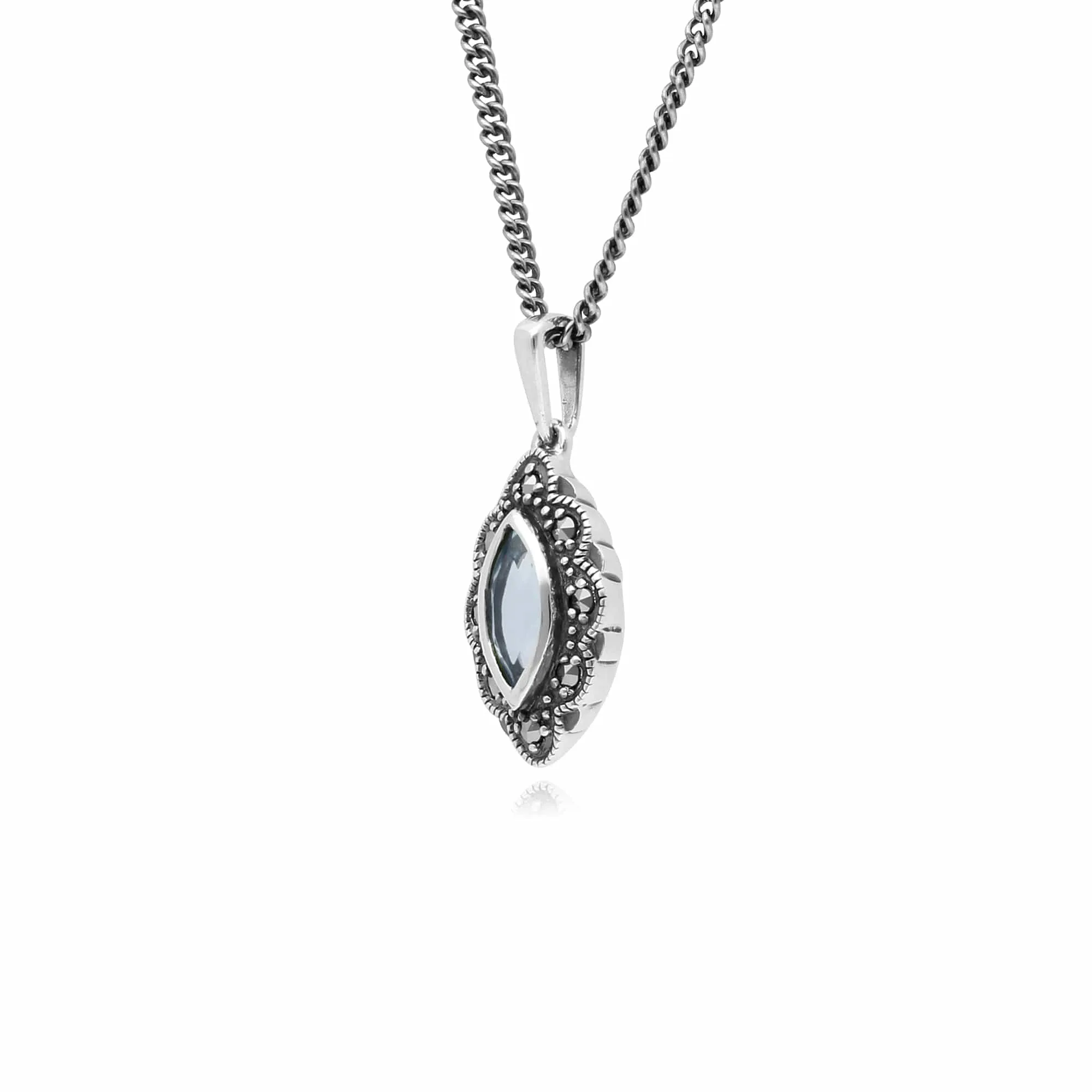 Gemondo Sterling Silver Blue Topaz & Marcasite Art Nouveau 45cm Necklace sold by Gemondo Jewellery product image thumbnail 2