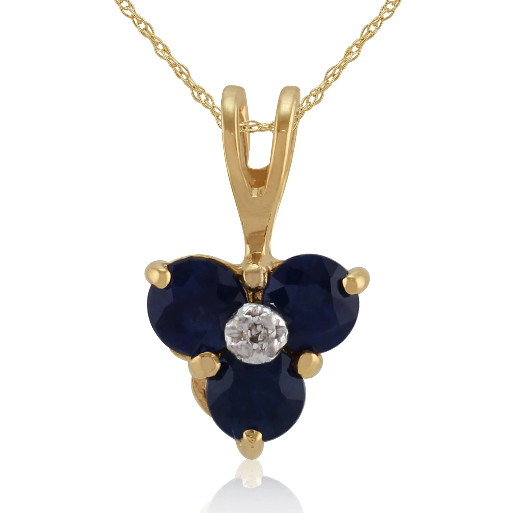9ct Yellow Gold 0.44ct Sapphire & Diamond Classic Cluster Pendant on Chain sold by Gemondo Jewellery