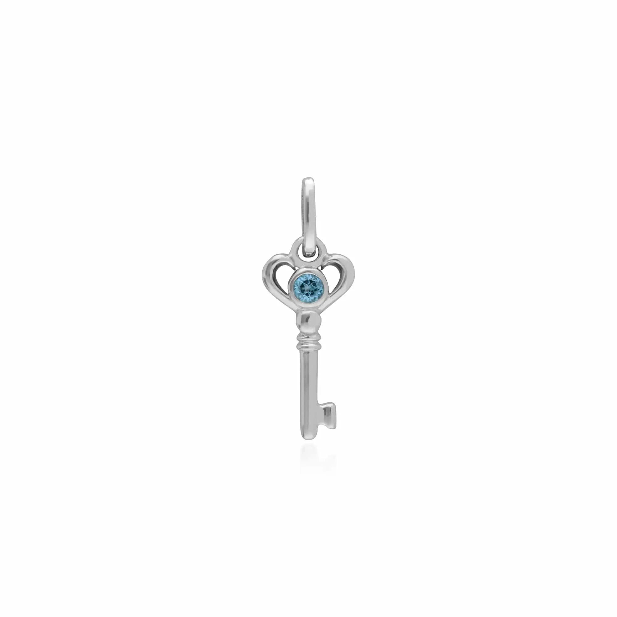 Gemondo Sterling Silver Blue Topaz Small Key Charm sold by Gemondo Jewellery