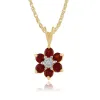 Floral Round Garnet & Diamond Flower Cluster Stud Earrings & Pendant Set in 9ct Yellow Gold sold by Gemondo Jewellery
