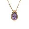 Kosmos Pear Cut Amethyst Drop Necklace in Gold Plated Sterling Silver sold by Gemondo Jewellery
