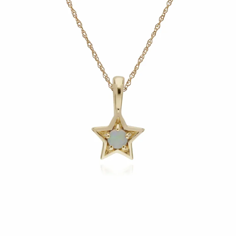 Gemondo 9ct Yellow Gold Opal Single Stone Star 45cm Necklace sold by Gemondo Jewellery