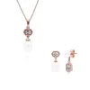 Modern Pearl & Topaz Pendant & Earring Set in Rose Gold Plated Silver sold by Gemondo Jewellery