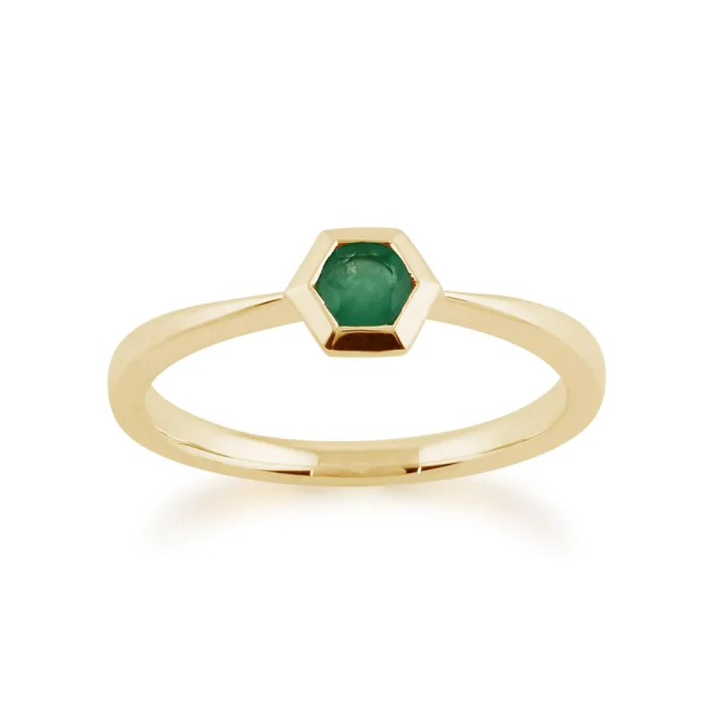 Gemondo 9ct Yellow Gold 0.23ct Emerald Hexagon Ring sold by Gemondo Jewellery