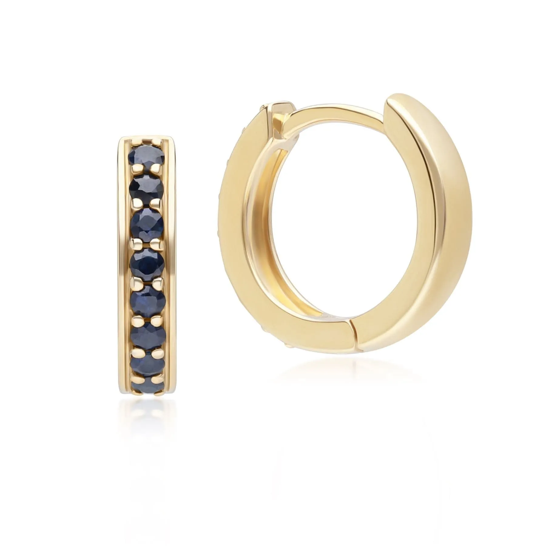 Classic Sapphire Huggie Hoop Earrings in 9ct Yellow Gold sold by Gemondo Jewellery product image thumbnail 4