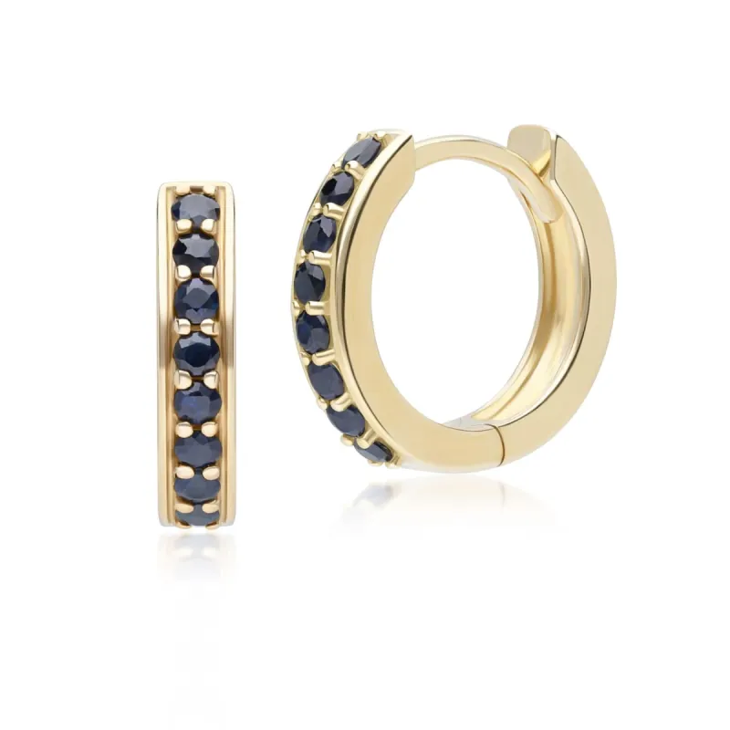 Classic Sapphire Huggie Hoop Earrings in 9ct Yellow Gold sold by Gemondo Jewellery
