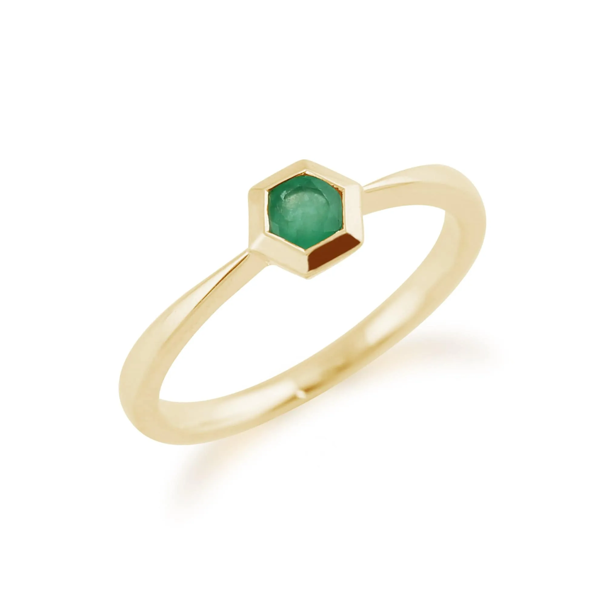 Gemondo 9ct Yellow Gold 0.23ct Emerald Hexagon Ring sold by Gemondo Jewellery product image thumbnail 2