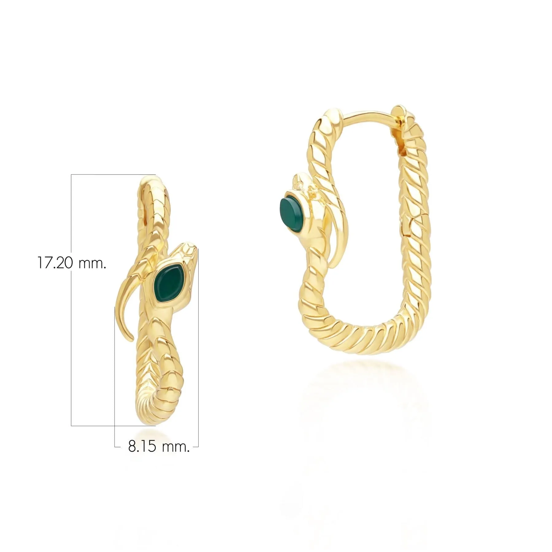 ECFEW™ Chalcedony Snake Hoop Earrings in Gold Plated Sterling Silver sold by Gemondo Jewellery product image thumbnail 4