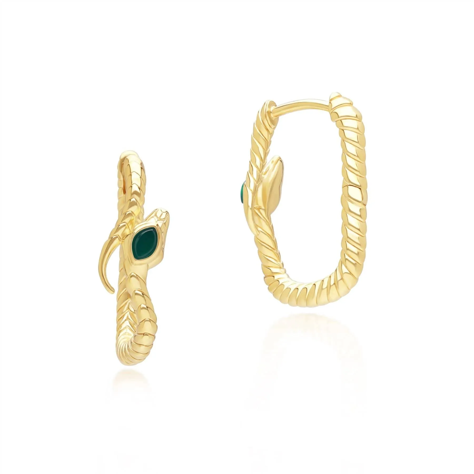 ECFEW™ Chalcedony Snake Hoop Earrings in Gold Plated Sterling Silver sold by Gemondo Jewellery product image thumbnail 3