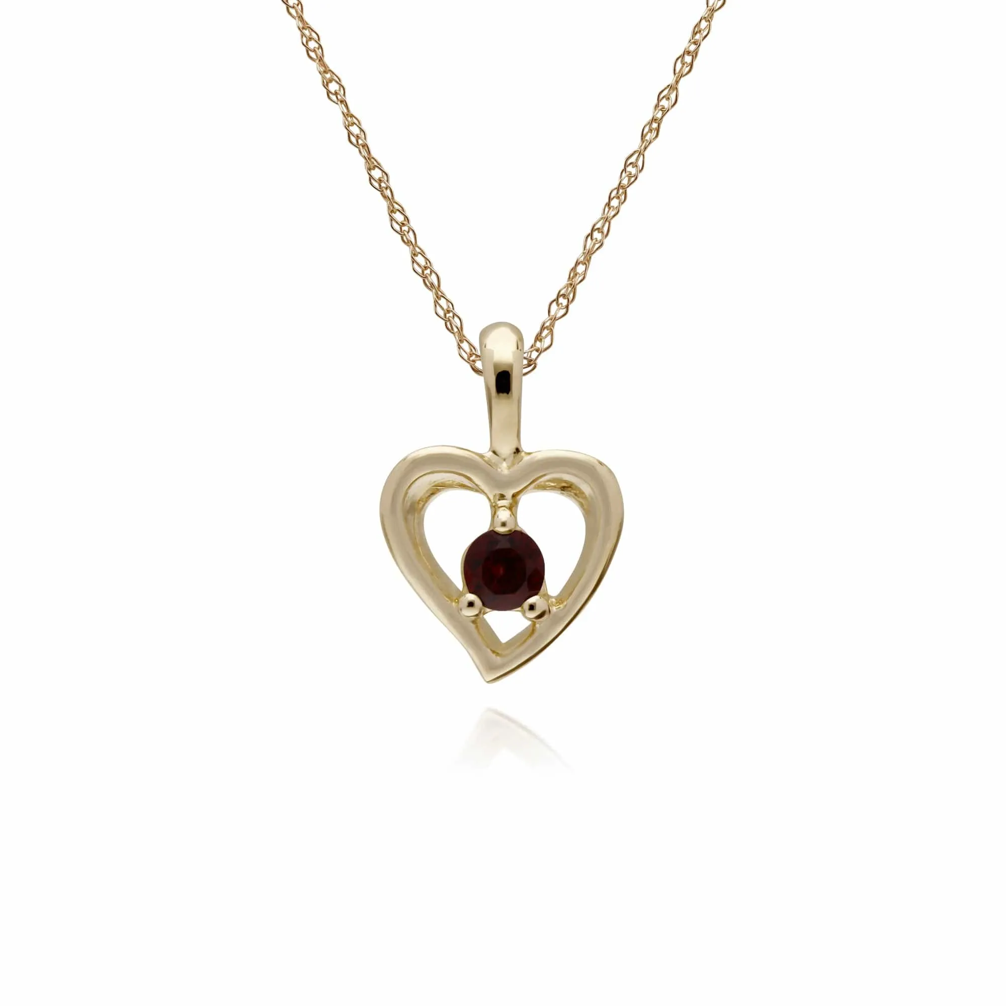 Classic Round Garnet Single Stone Heart Stud Earrings & Necklace Set in 9ct Yellow Gold sold by Gemondo Jewellery product image thumbnail 3