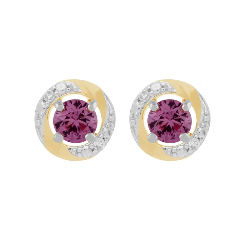 9ct White Gold Pink Sapphire Stud Earrings with Detachable Diamond Halo Ear Jacket in 9ct Yellow Gold sold by Gemondo Jewellery