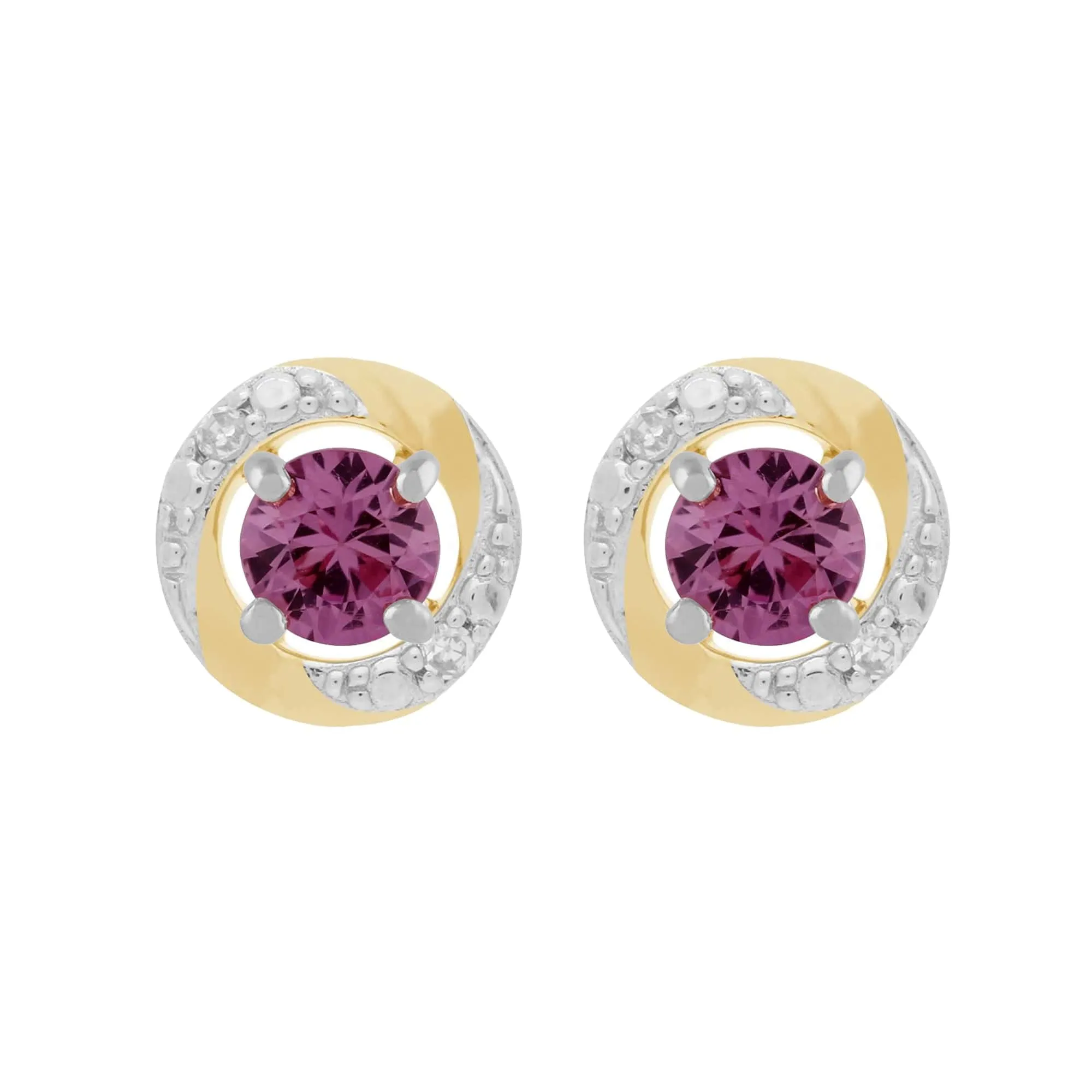 9ct White Gold Pink Sapphire Stud Earrings with Detachable Diamond Halo Ear Jacket in 9ct Yellow Gold sold by Gemondo Jewellery