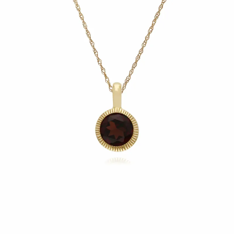 Gemondo 9ct Yellow Gold Garnet Round Milgrain 45cm Necklace sold by Gemondo Jewellery