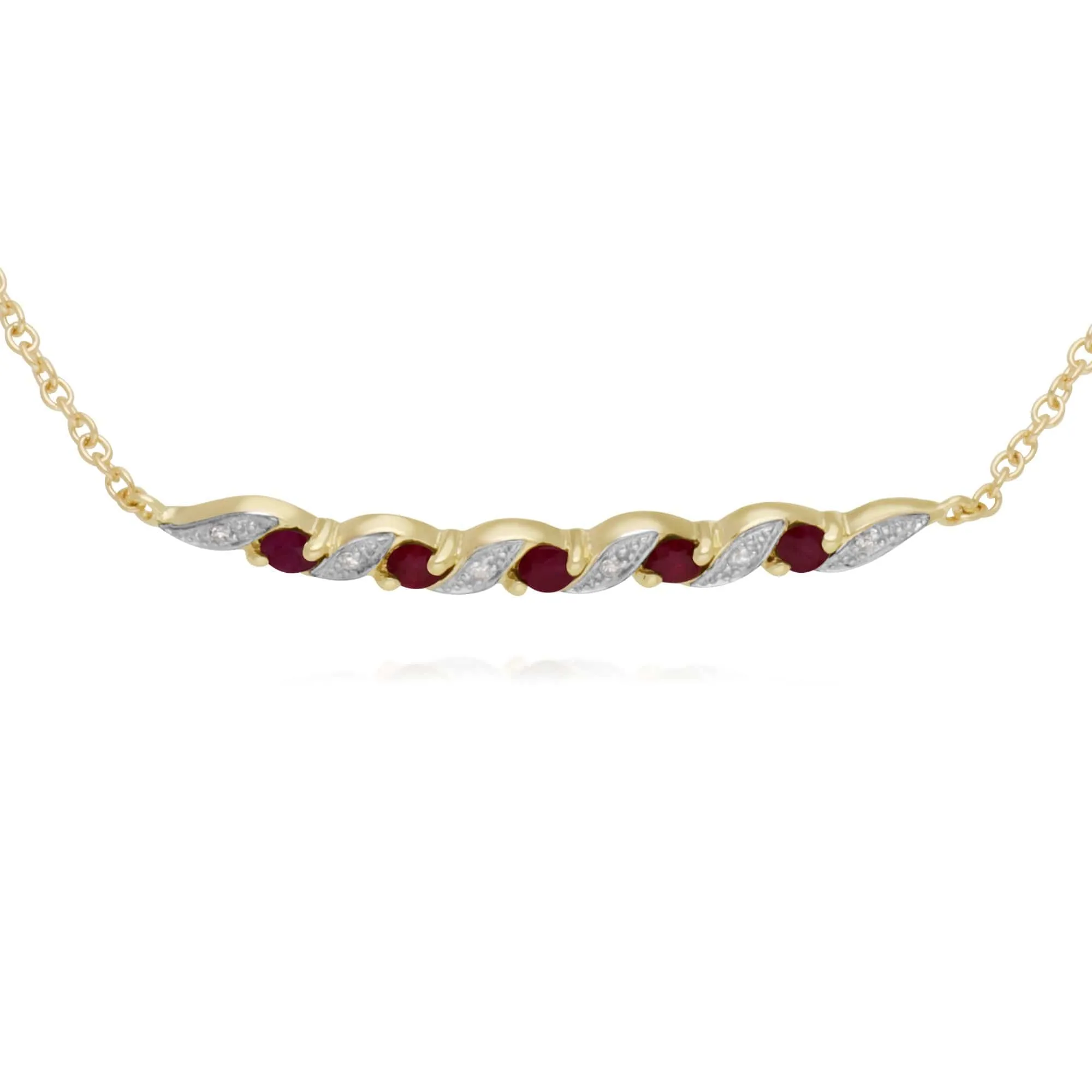 Classic Ruby & Diamond Spiral Bracelet in 9ct Yellow Gold sold by Gemondo Jewellery product image thumbnail 2
