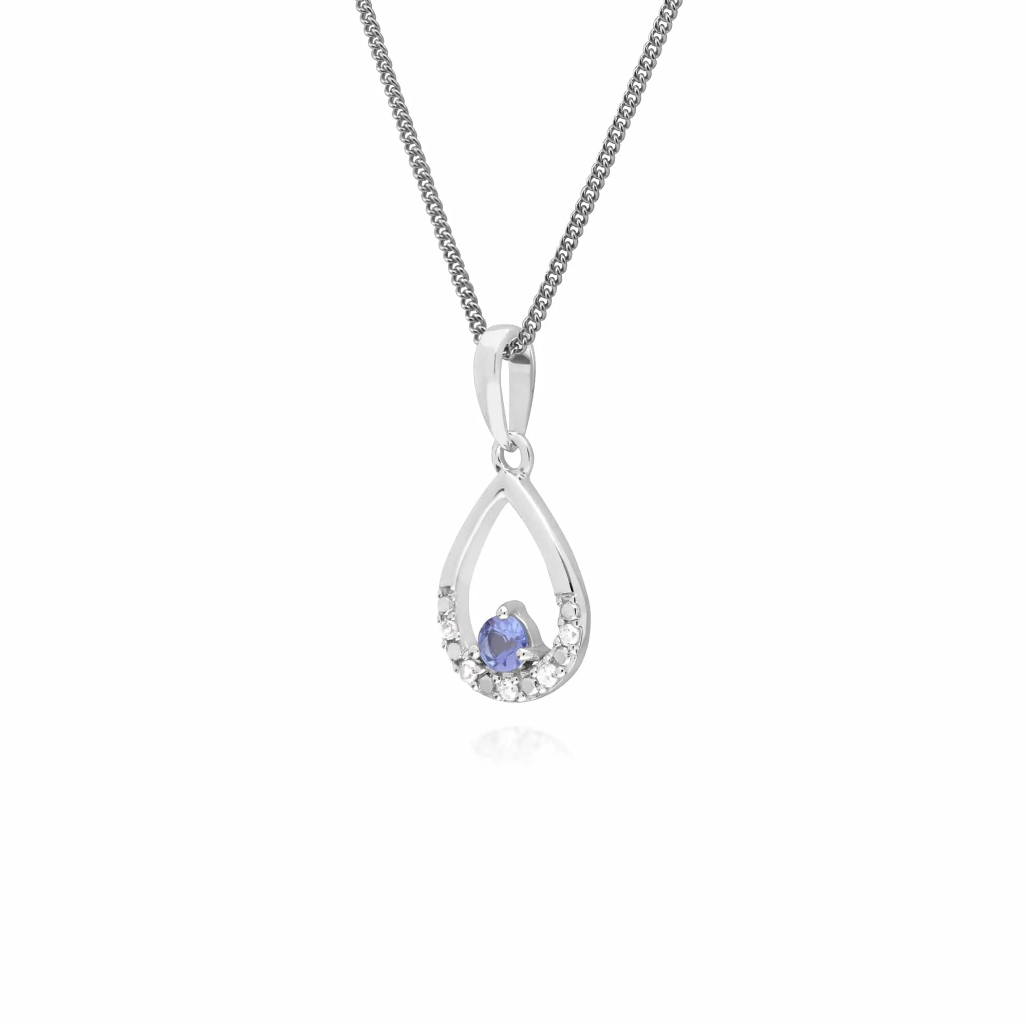 Classic Round Tanzanite & Diamond Pear Shaped Pendant in 9ct White Gold sold by Gemondo Jewellery product image thumbnail 2