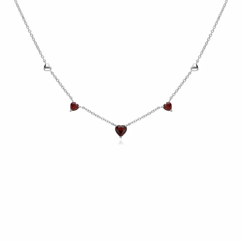 Garnet Heart Necklace in 9ct White Gold sold by Gemondo Jewellery