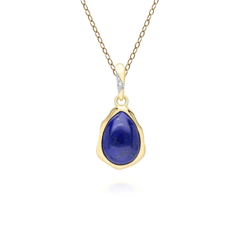 Irregular Lapis Lazuli & Topaz Pendant In 18ct Gold Plated SterlIng Silver sold by Gemondo Jewellery