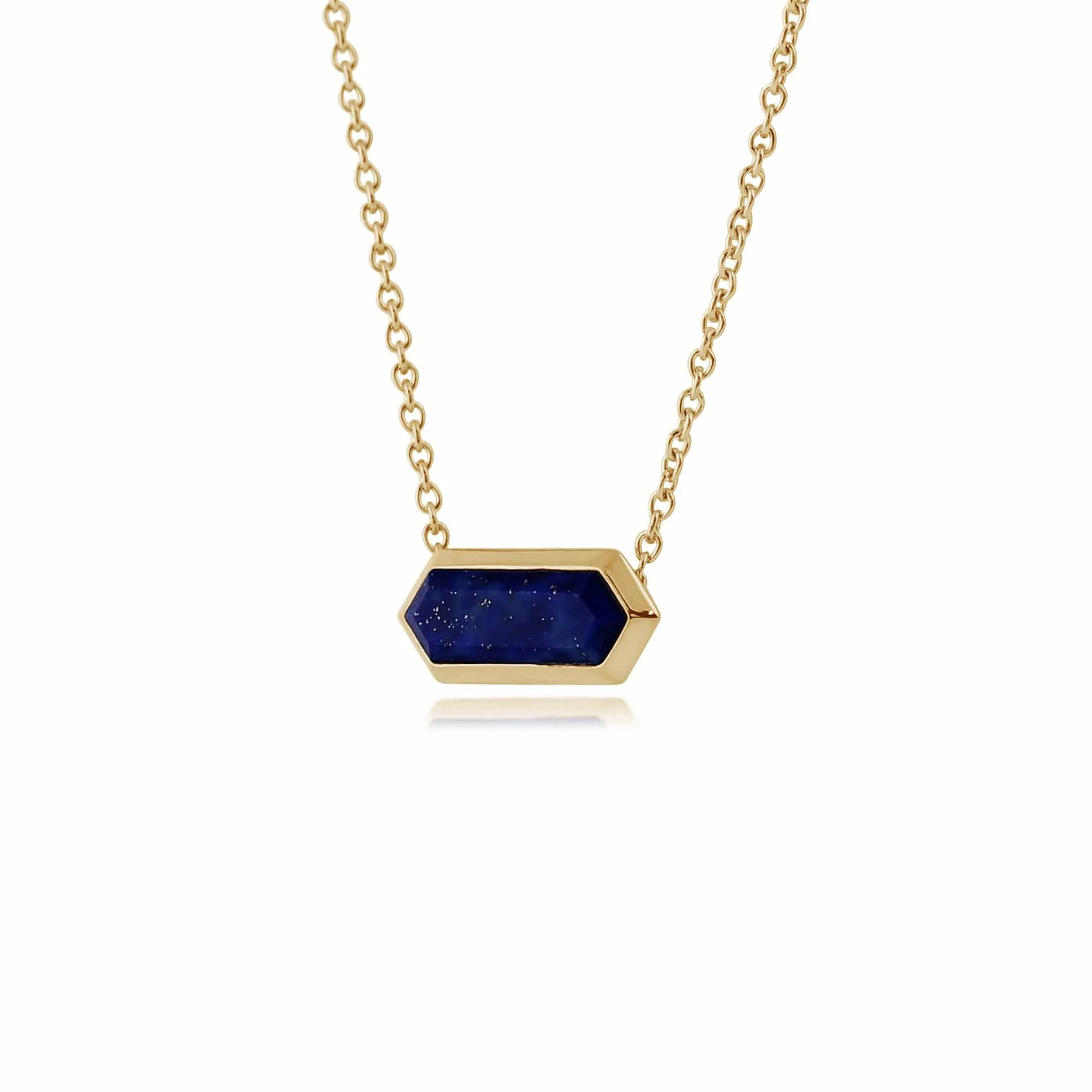Geometric Hexagon Lapis Lazuli Drop Earrings & Pendant Set in Gold Plated Silver sold by Gemondo Jewellery product image thumbnail 3