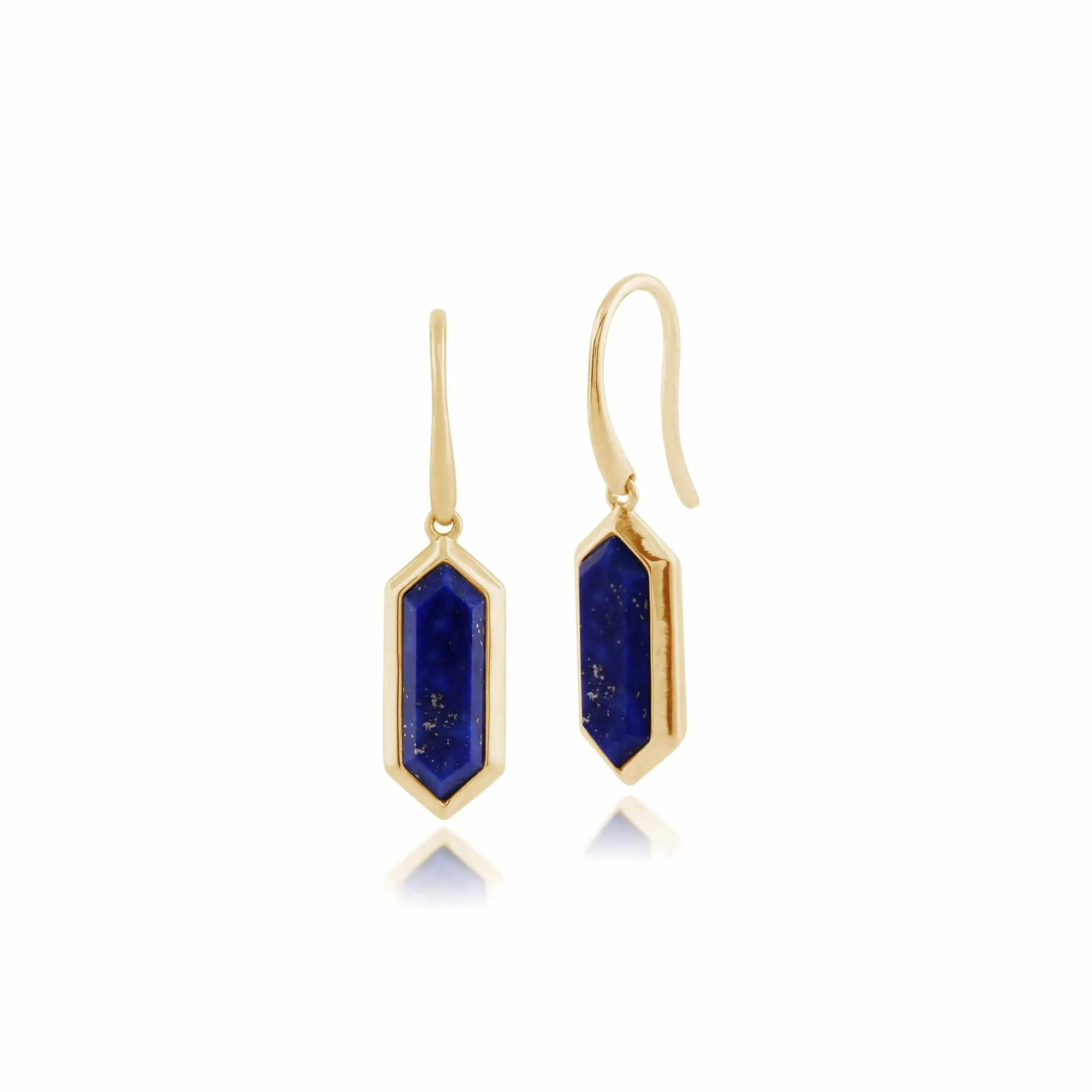Geometric Hexagon Lapis Lazuli Drop Earrings & Pendant Set in Gold Plated Silver sold by Gemondo Jewellery product image thumbnail 2