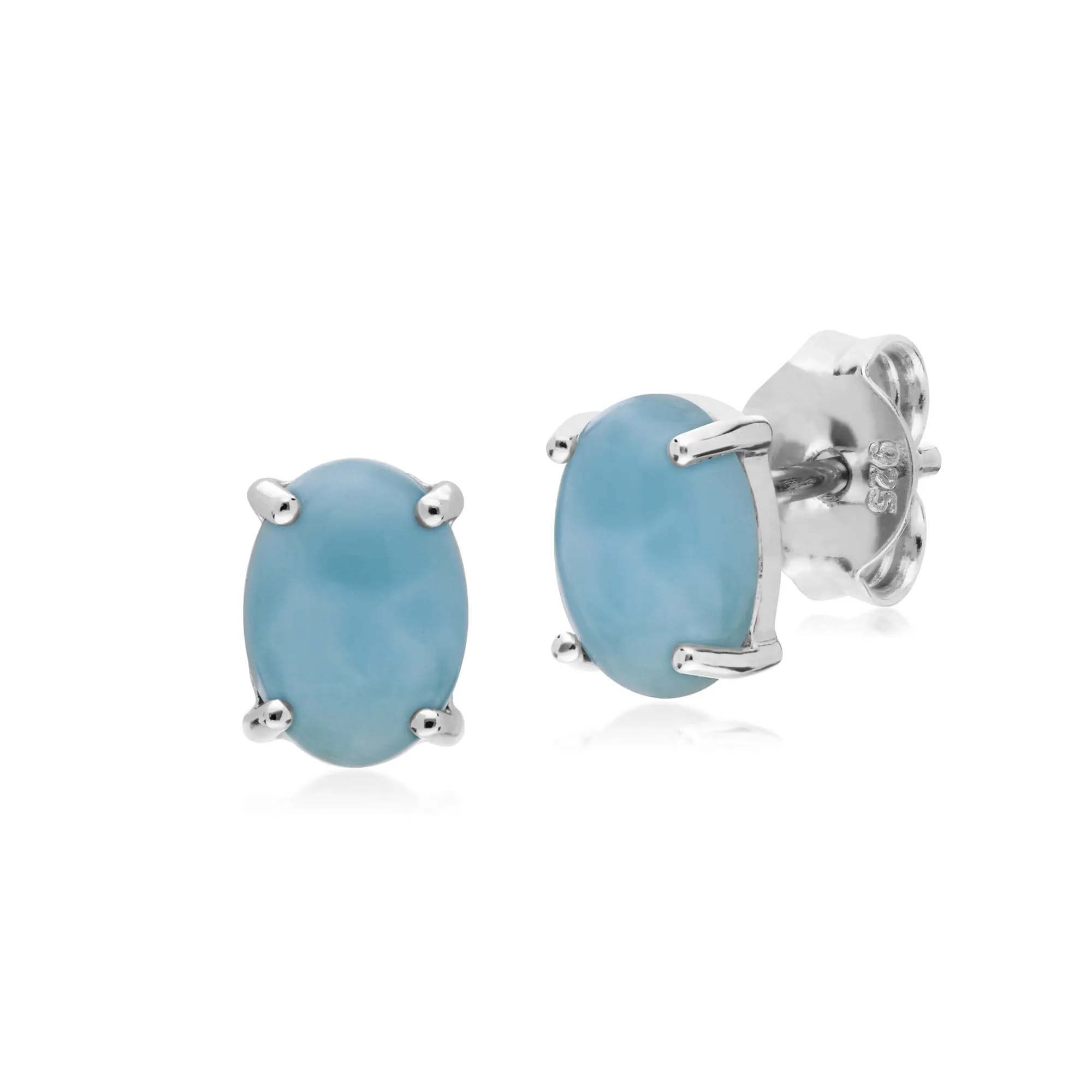 Classic Oval Larimar Stud Earrings & Bracelet Set in 925 Sterling Silver sold by Gemondo Jewellery product image thumbnail 2