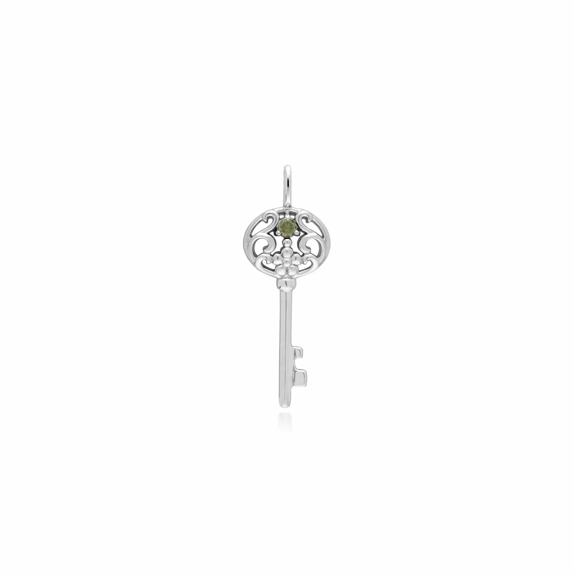 Classic Heart Lock Pendant & Peridot Big Key Charm in 925 Sterling Silver sold by Gemondo Jewellery product image thumbnail 2
