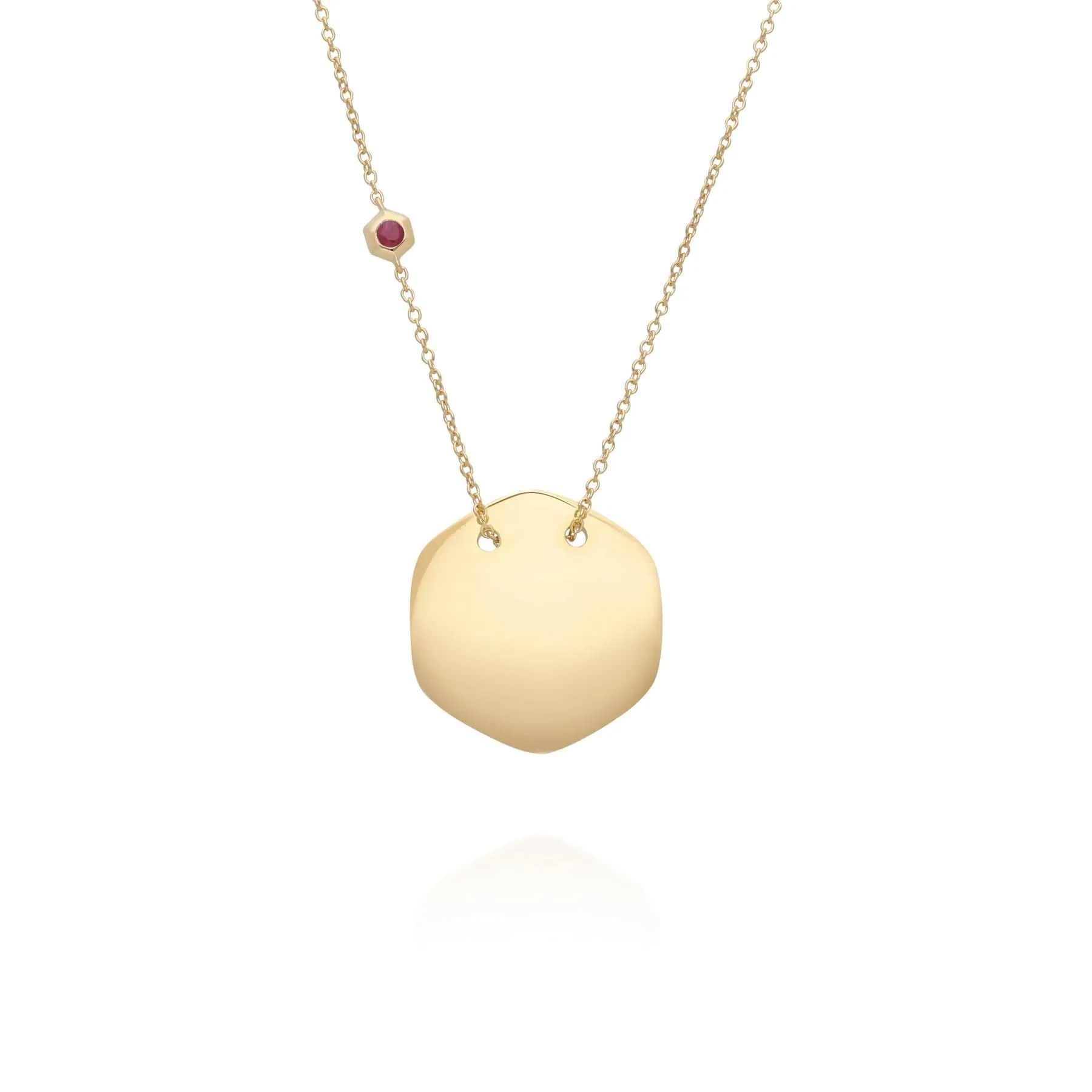Ruby Engravable Necklace in Yellow Gold Sterling Silver sold by Gemondo Jewellery