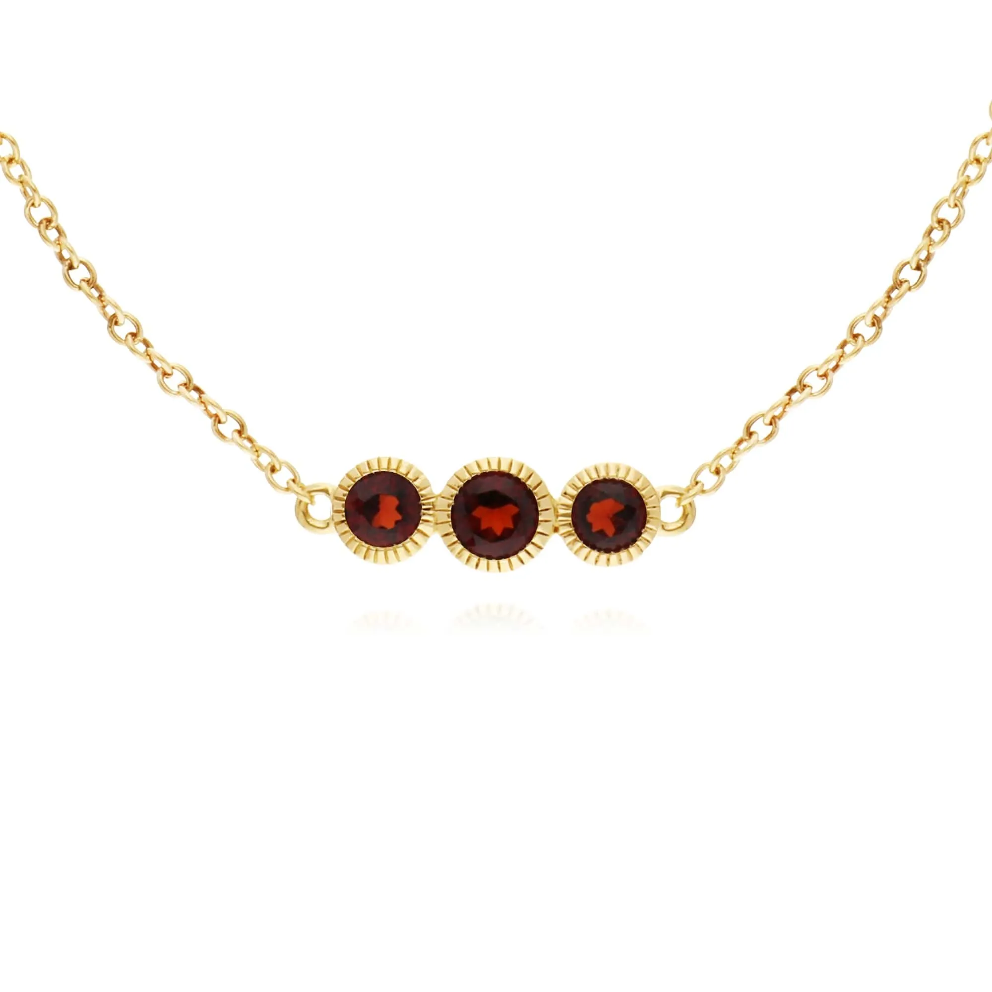 Classic Round Garnet Three Stone Milgrain Bracelet in 9ct Gold sold by Gemondo Jewellery product image thumbnail 2