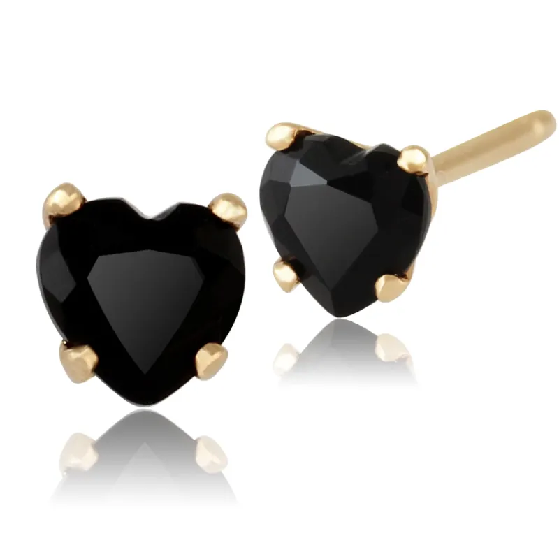 Classic Heart Black Onyx Petite Stud Earrings in 9ct Gold sold by Gemondo Jewellery