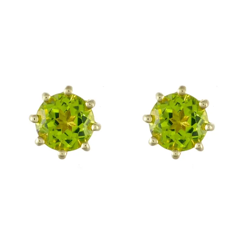 9ct Yellow Gold 0.96ct Natural Peridot Classic Round Stud Earrings 5mm sold by Gemondo Jewellery