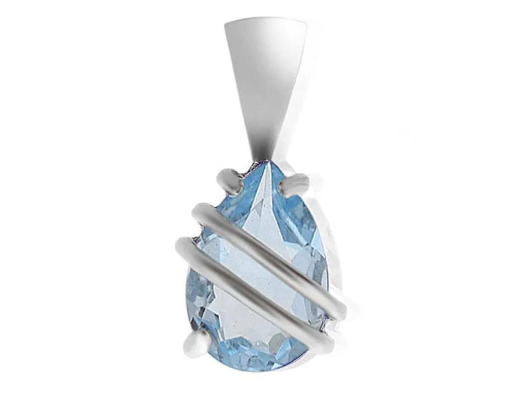 9ct White Gold 0.99ct Blue Topaz Single Stone Oval Wrapped Pendant sold by Gemondo Jewellery