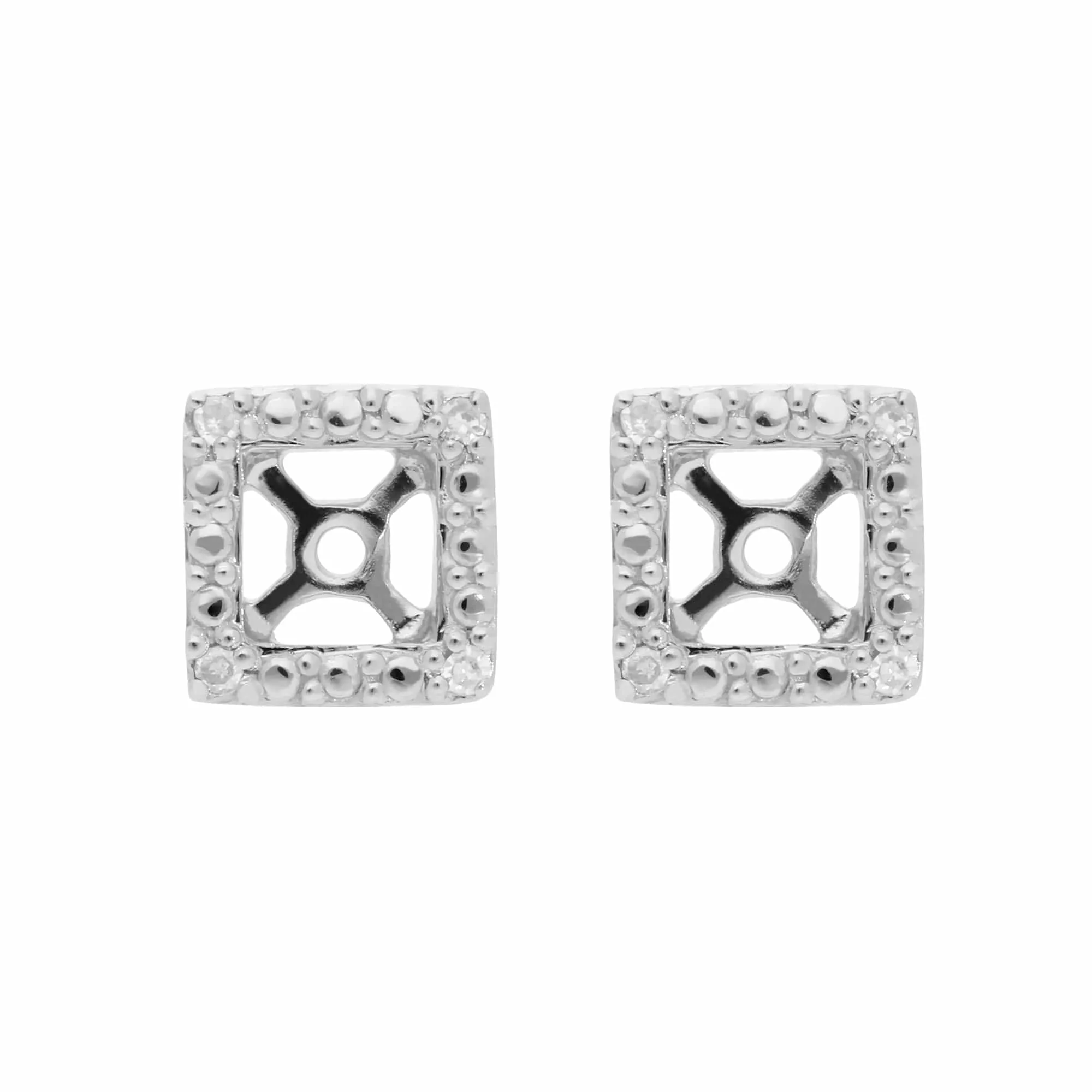 Classic Round Amethyst Stud Earrings with Detachable Diamond Square Ear Jacket in 9ct White Gold sold by Gemondo Jewellery product image thumbnail 3