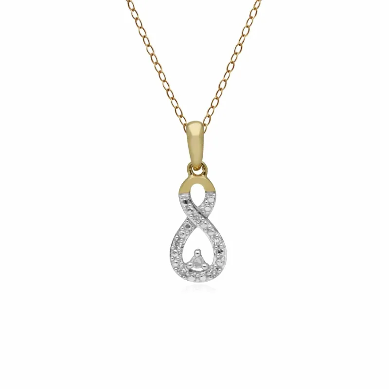 Classic Diamond Infinity Pendant in 9ct Yellow Gold sold by Gemondo Jewellery