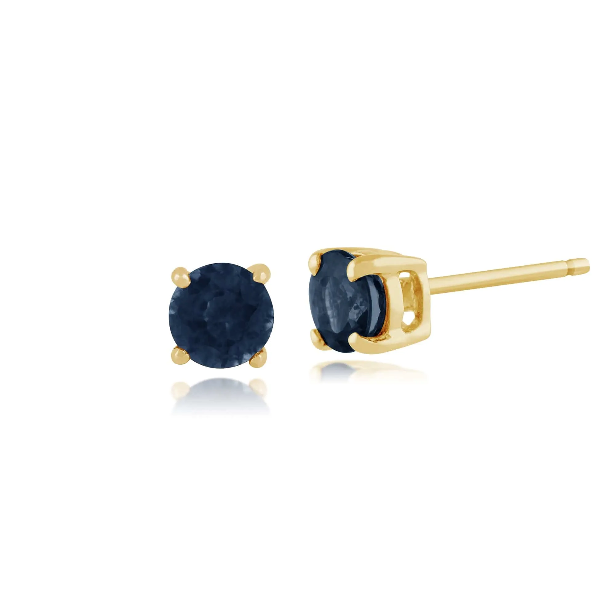Classic Round Blue Sapphire Studs with Detachable Diamond Floral Ear Jacket in 9ct Yellow Gold sold by Gemondo Jewellery product image thumbnail 2